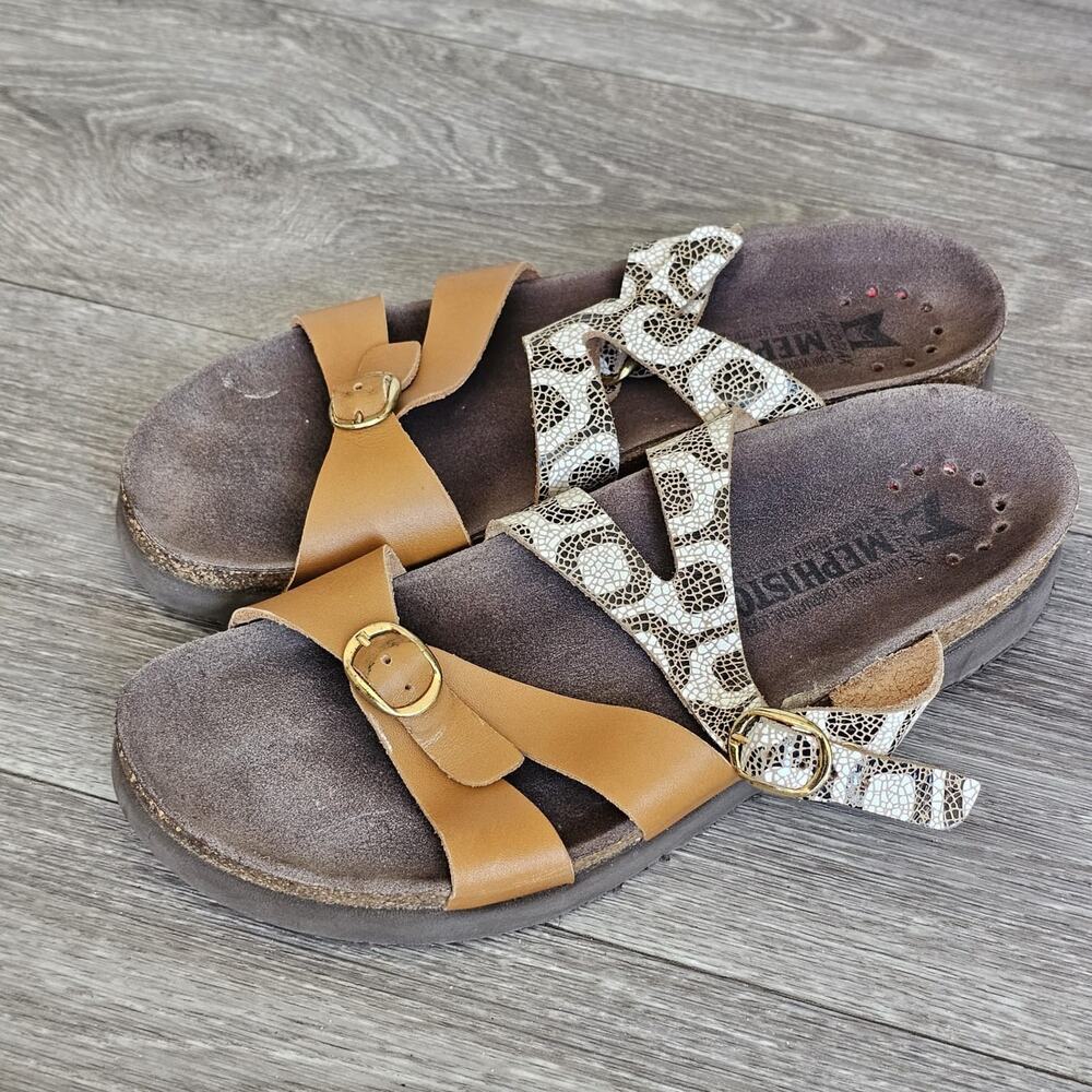 B10 Mephisto Womens HANNEL Copacabana Camel Leather Strappy Sz 38 / US7.5-8